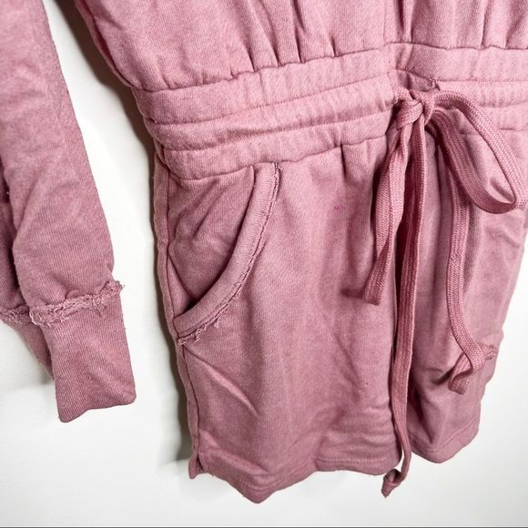 LULU'S Relaxed Agenda Mauve Pink Hooded Lounge Romper XS - Picture 9 of 10